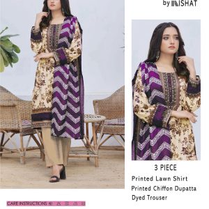 Nishat Daily Lawn Digital Print 3PC with Chiffon Dupatta