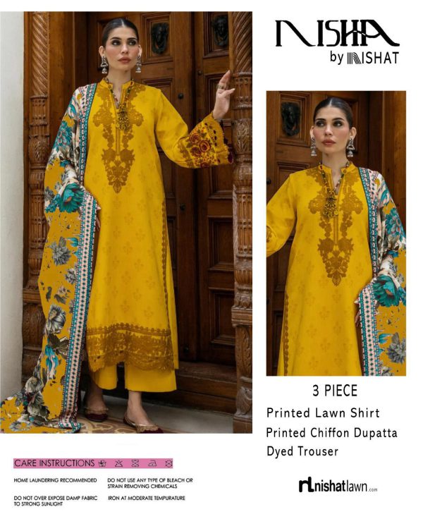 Nishat Daily Lawn Digital Print 3PC with Chiffon Dupatta