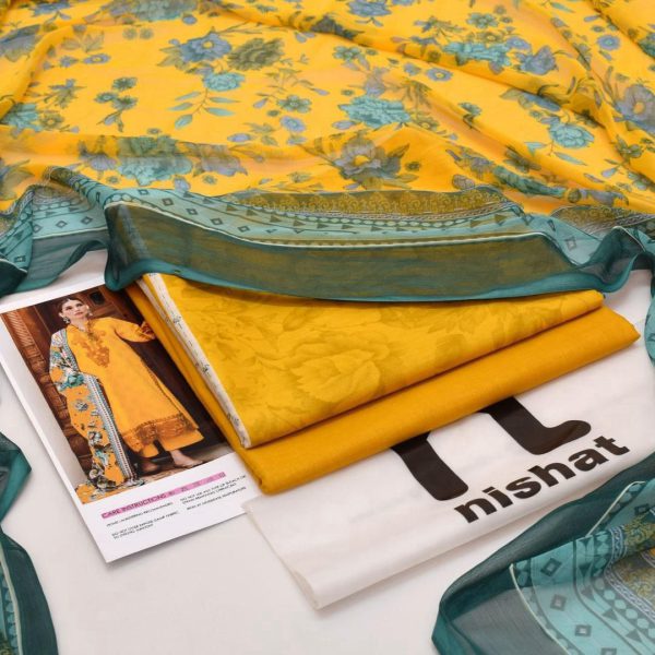 Nishat Daily Lawn Digital Print 3PC with Chiffon Dupatta - Image 2