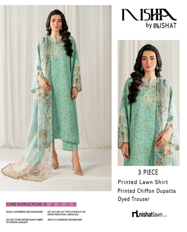 Nishat Daily Lawn Digital Print 3PC with Chiffon Dupatta
