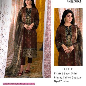Nishat Daily Lawn Digital Print 3PC with Chiffon Dupatta