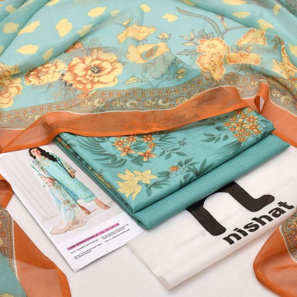 Nishat Daily Lawn Digital Print 3PC with Chiffon Dupatta - Image 2