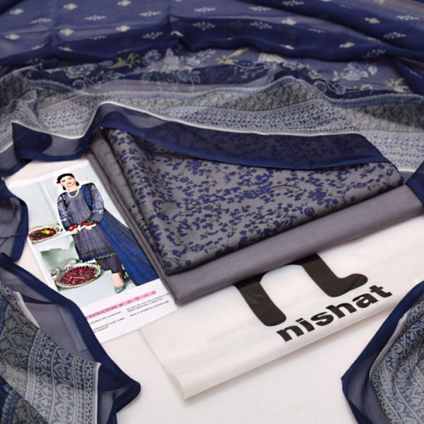 Nishat Daily Lawn Digital Print 3PC with Chiffon Dupatta - Image 2