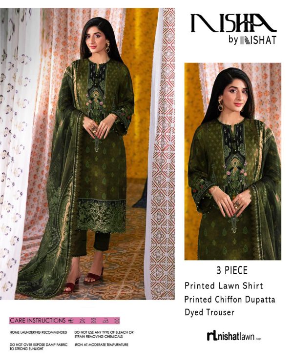 Nishat Daily Lawn Digital Print 3PC with Chiffon Dupatta