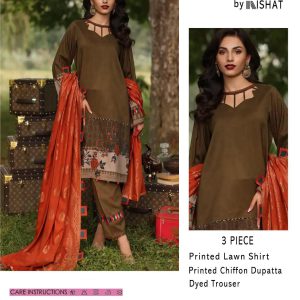Nishat Daily Lawn Digital Print 3PC with Chiffon Dupatta