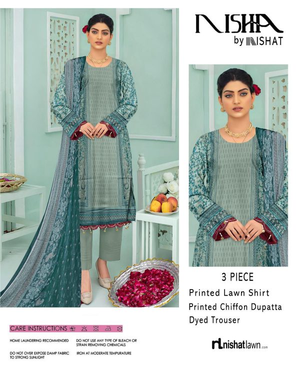 Nishat Daily Lawn Digital Print 3PC with Chiffon Dupatta