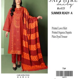 Sapphire Daily Lawn Digital Print 3PC with Chiffon Dupatta