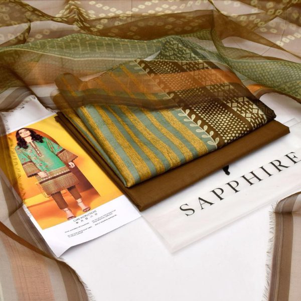 Sapphire Daily Lawn Digital Print 3PC with Chiffon Dupatta - Image 2