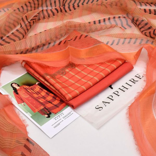 Sapphire Daily Lawn Digital Print 3PC with Chiffon Dupatta - Image 2