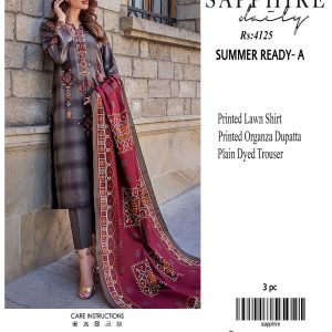 Sapphire Daily Lawn Digital Print 3PC with Chiffon Dupatta