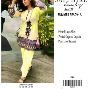 Sapphire Daily Lawn Digital Print 3PC with Chiffon Dupatta