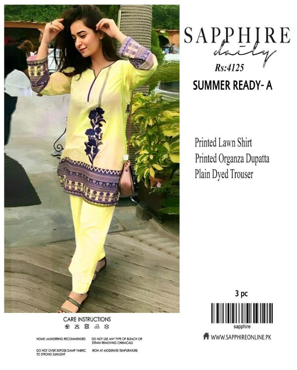Sapphire Daily Lawn Digital Print 3PC with Chiffon Dupatta