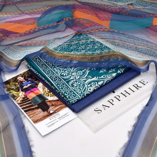 Sapphire Daily Lawn Digital Print 3PC with Chiffon Dupatta