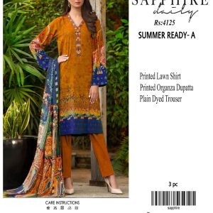 Sapphire Daily Lawn Digital Print 3PC with Chiffon Dupatta