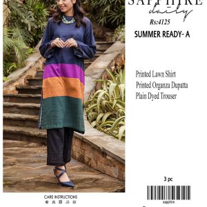 Sapphire Daily Lawn Digital Print 3PC with Chiffon Dupatta