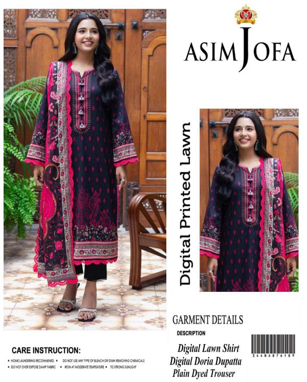 Asim Jofa Digital Print Embroidered 3-Piece Lawn Suit