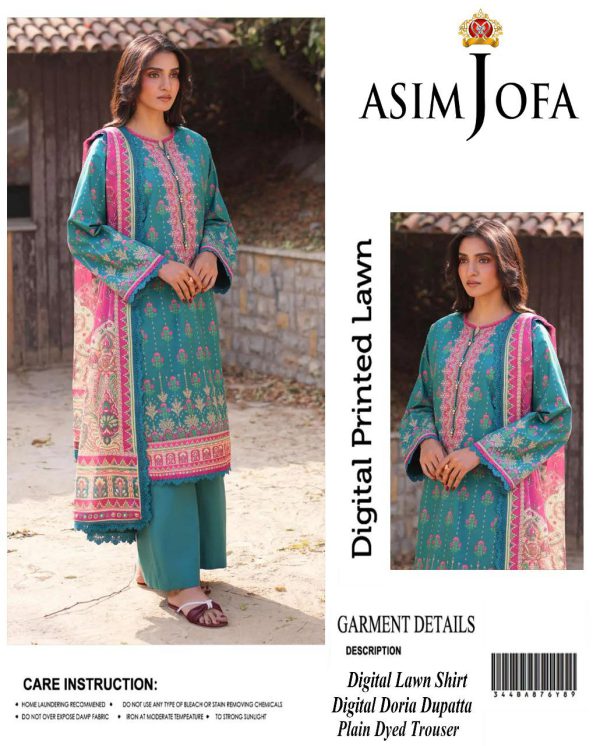 Asim Jofa Digital Print Embroidered 3-Piece Lawn Suit
