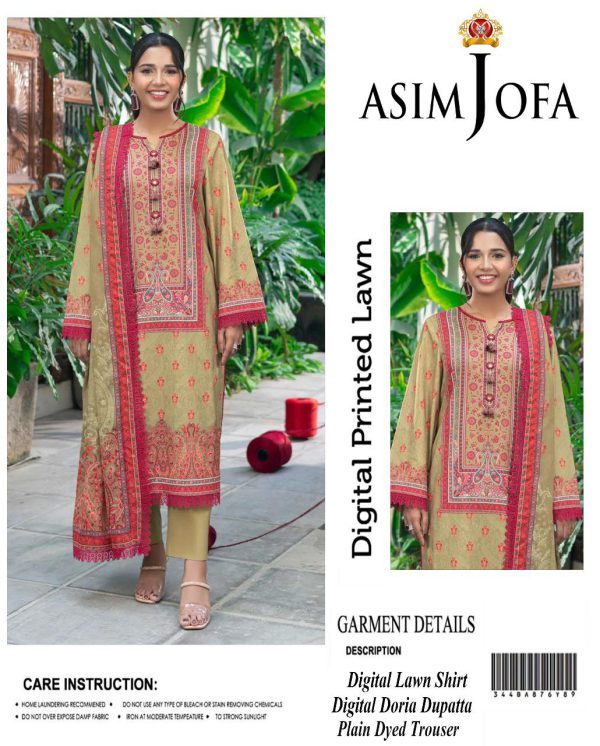 Asim Jofa Digital Print Embroidered 3-Piece Lawn Suit