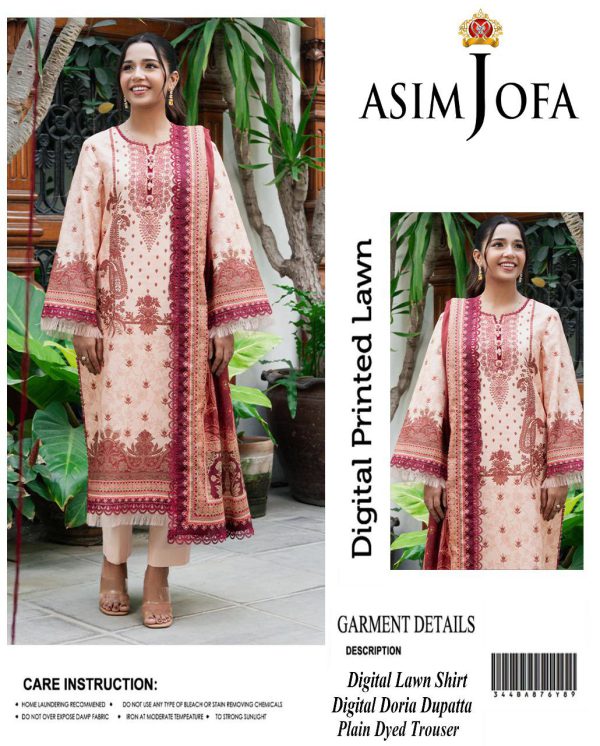 Asim Jofa Digital Print Embroidered 3-Piece Lawn Suit