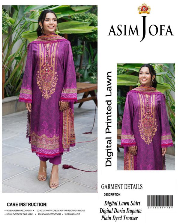 Asim Jofa Digital Print Embroidered 3-Piece Lawn Suit