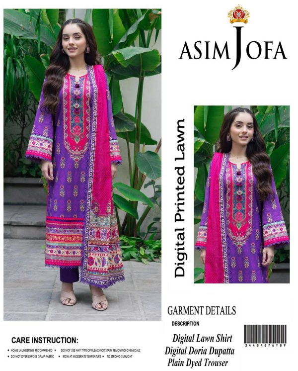 Asim Jofa Digital Print Embroidered 3-Piece Lawn Suit